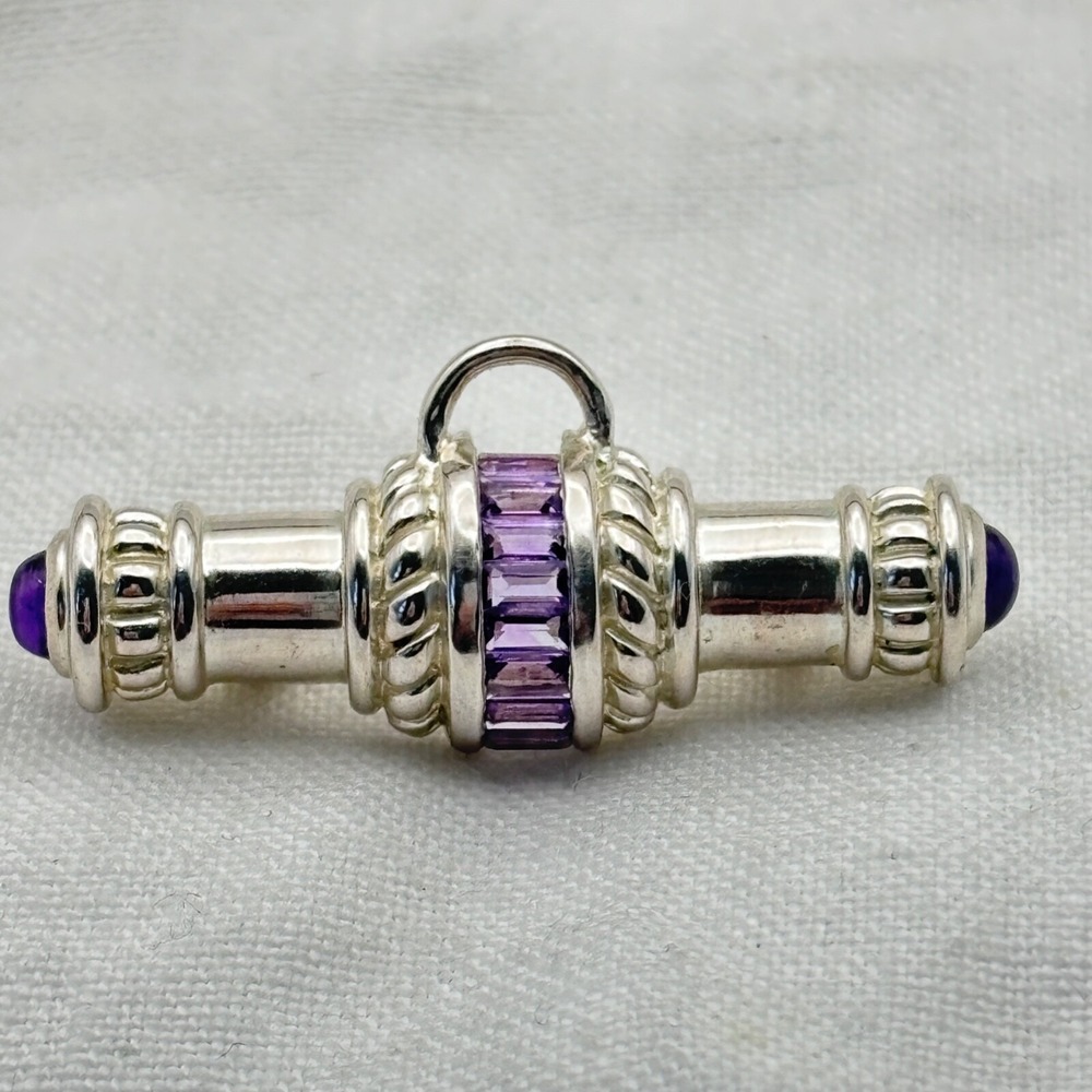 Sterling Silver Amethyst Pendant Pin Brooch